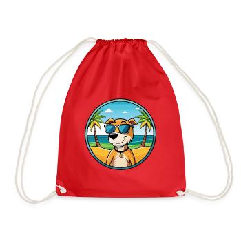 Auvergne Vorstehhund Rasse Cartoon Sonnenbrille Strand - Turnbeutel - Rot - Vorne