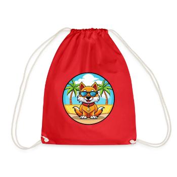Chinesische kaiserliche Hunderasse Cartoon Sonnenbrille Strand - Turnbeutel - Rot - Vorne