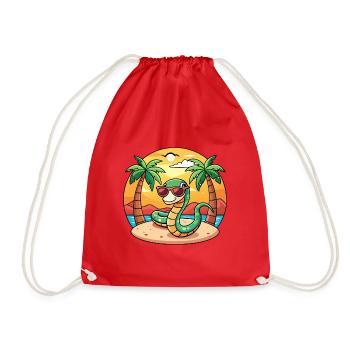 Schlange Lustige Cartoon Sommer Strand Sonnenbrille - Turnbeutel - Rot - Vorne