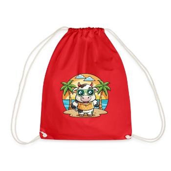 Kuh Lustige Cartoon Sommer Strand Sonnenbrille - Turnbeutel - Rot - Vorne