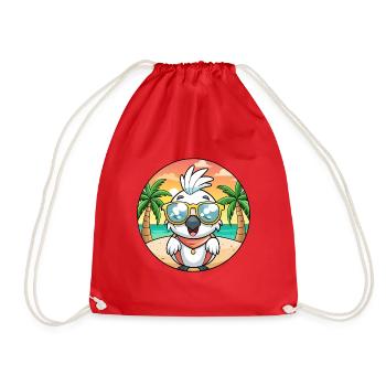Kakadu Lustige Cartoon Sommer Strand Sonnenbrille - Turnbeutel - Rot - Vorne