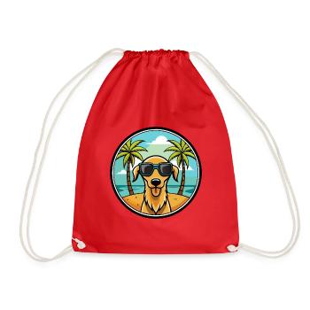 Sloughi Hunderasse Cartoon Sonnenbrille Strand - Turnbeutel - Rot - Vorne
