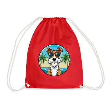 Draht Foxterrier Hunderasse Cartoon Sonnenbrille Strand - Turnbeutel - Rot - Vorne
