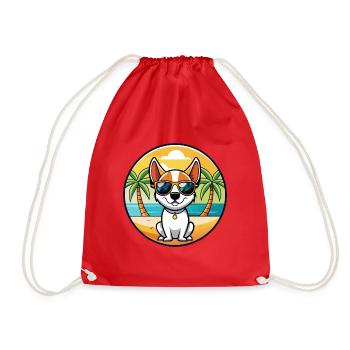 Rat Terrier Hund Rasse Cartoon Sonnenbrille Strand - Turnbeutel - Rot - Vorne