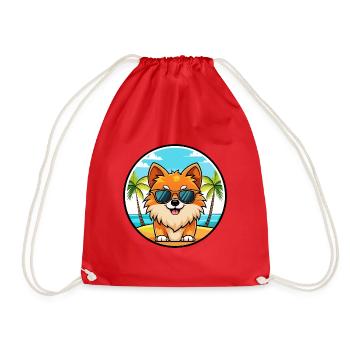 Poméranie Spitz allemand race de chien Cartoon Beach - Sac de sport léger - rouge - Devant
