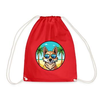Slovensky Kopov Hunderasse Cartoon Sonnenbrille Strand - Turnbeutel - Rot - Vorne