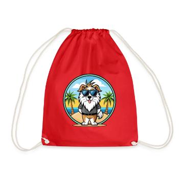Picardie Schäferhund Rasse Cartoon Sonnenbrille Strand - Turnbeutel - Rot - Vorne