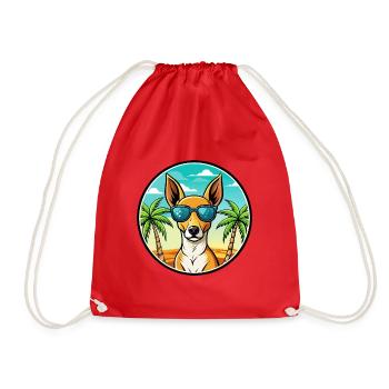 Podenco Canario Hunderasse Cartoon Sonnenbrille Strand - Turnbeutel - Rot - Vorne