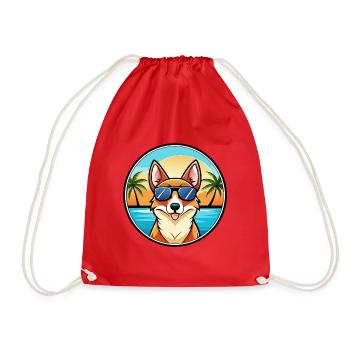 Norwegische Lundehund Hunderasse Cartoon Sonnenbrille - Turnbeutel - Rot - Vorne