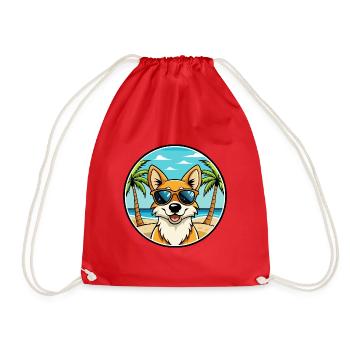Lunettes de soleil de dessin animé de race de chien chantant de Nouvelle-Guinée - Sac de sport léger - rouge - Devant