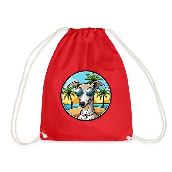 Italienischer Windhund Hunderasse Cartoon Sonnenbrille Strand - Turnbeutel - Rot - Vorne