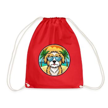 Lhasa Apso Hunderasse Cartoon Sonnenbrille Strand - Turnbeutel - Rot - Vorne