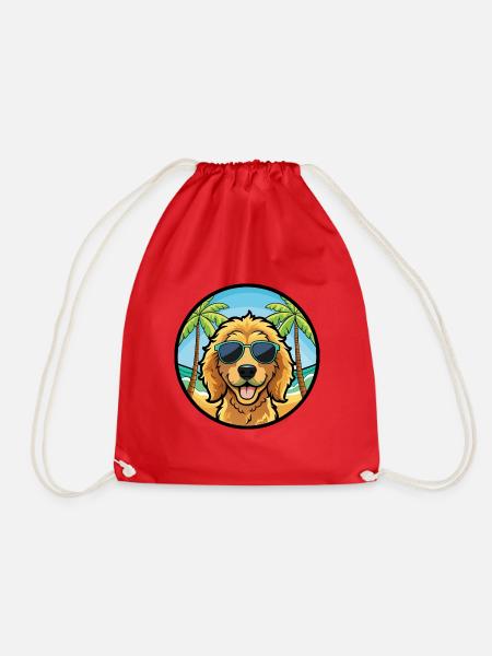 Goldendoodle Hunderasse Cartoon Sonnenbrille Strand - Turnbeutel - Rot