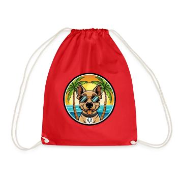 Deutscher Jagdterrier Hunderasse Cartoon Beach - Turnbeutel - Rot - Vorne