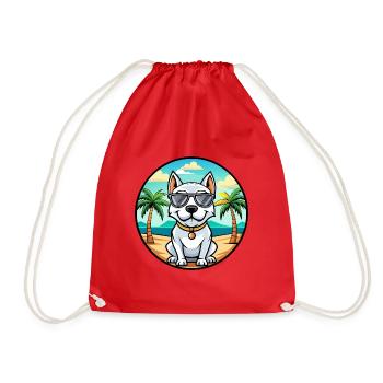Dogue Argentino Chien Race Dessin Animé Lunettes De Soleil Plage - Sac de sport léger - rouge - Devant