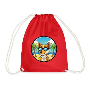 Dänisch Schwedische Bauernhund Rasse Cartoon Sonnenbrille - Turnbeutel - Rot - Vorne