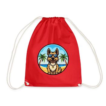 Böhmischer Schäferhund Hunderasse Karikatur Sonnenbrille Strand - Turnbeutel - Rot - Vorne