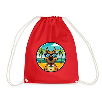 Serbischer Windhund Rasse Cartoon Sonnenbrille Strand - Turnbeutel - Rot - Vorne