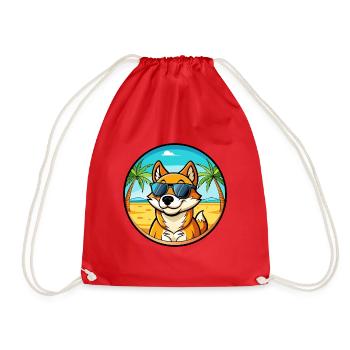 Lunettes de soleil de dessin animé de race de chien chantant de Nouvelle-Guinée - Sac de sport léger - rouge - Devant