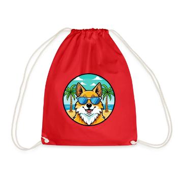 Deutscher Spitz Hund Rasse Cartoon Sonnenbrille Strand - Turnbeutel - Rot - Vorne