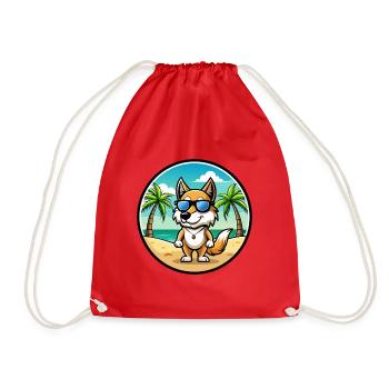 Italienisch Volpino Hund Rasse Cartoon Sonnenbrille Strand - Turnbeutel - Rot - Vorne