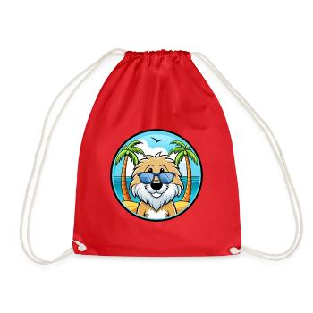 Friesische Wasserhundrasse Cartoon Sonnenbrille Strand - Turnbeutel - Rot - Vorne