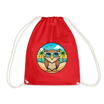 Eule Lustige Cartoon Sommer Strand Sonnenbrille Aufkleber - Turnbeutel - Rot - Vorne