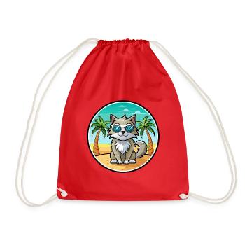 Laperm Cat Breed Cartoon Lunettes de soleil Beach - Sac de sport léger - rouge - Devant