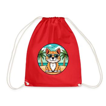 Lunettes de soleil de dessin animé de race de chat à poil long allemand plage - Sac de sport léger - rouge - Devant