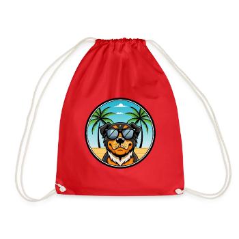 Lunettes de soleil Rottweiler Dog Cartoon Summer Beach - Sac de sport léger - rouge - Devant