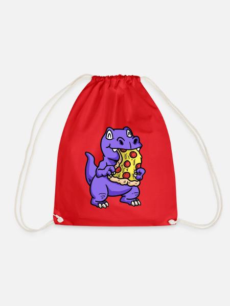 Kleiner süßer Dino Pizza Kind naschen Baby Hunger - Turnbeutel - Rot