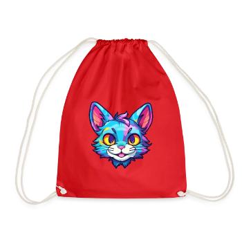 Pixie Bob Katze Rasse Aquarell Cartoon Kawaii Haustier - Turnbeutel - Rot - Vorne