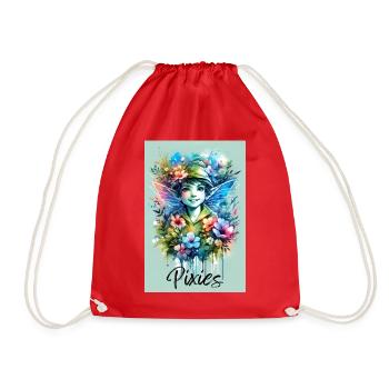 Pixie - Pixies - Blumen, Aquarell und Fee - Turnbeutel - Rot - Vorne