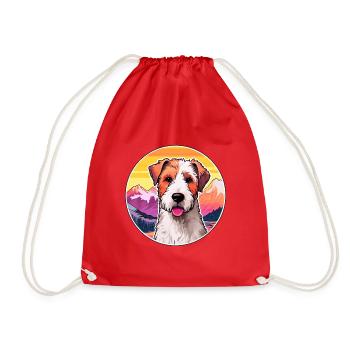 Draht Foxterrier Hunderasse Karikatur Kawaii Watercol - Turnbeutel - Rot - Vorne