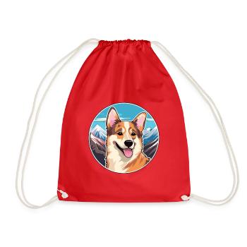 Kai Ken Hunderasse Cartoon Kawaii Aquarell - Turnbeutel - Rot - Vorne