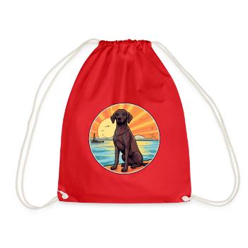 Berger de Beauce Hund Rasse Cartoon Kawaii Clipart - Turnbeutel - Rot - Vorne