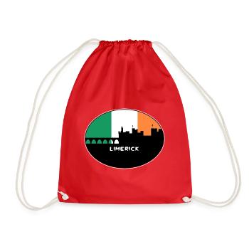 Limerick Irland Flagge Skyline Reise Souvenir - Turnbeutel - Rot - Vorne