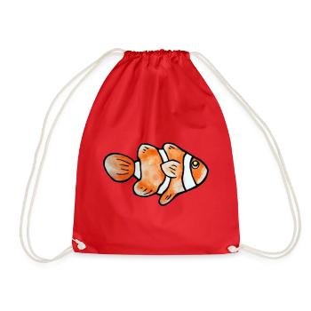 Clownfisch-Pop-Art: Bright Sea Buddy - Turnbeutel - Rot - Vorne