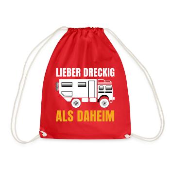 Lieber dreckig als daheim – Offroad Spruch - Turnbeutel - Rot - Vorne