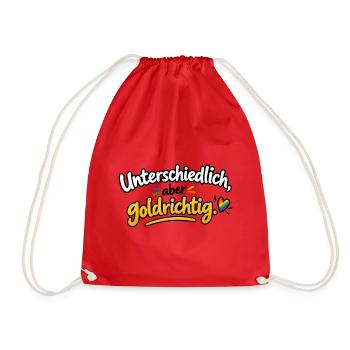 Unterschiedlich Goldrichtig - Turnbeutel - Rot - Vorne