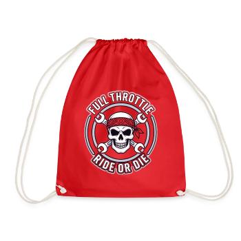 Full Throttle – Skull Biker Badge Ride or Die - Turnbeutel - Rot - Vorne