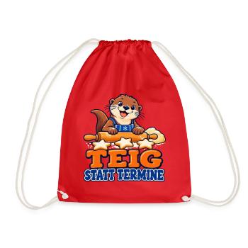 Teig statt Termine – Back-Otter mit Plätzchen - Turnbeutel - Rot - Vorne