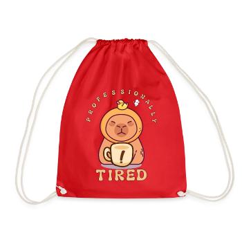 Professionell Müde Capybara Kaffee Bürohumor - Turnbeutel - Rot - Vorne