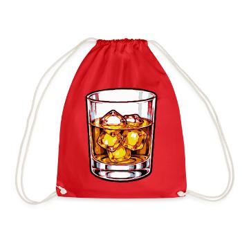 Whiskeyglas mit Eiswürfeln - Turnbeutel - Rot - Vorne