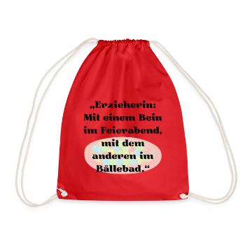 Kita Tasse für Erzieherin – Kindergarten Spruch  - Turnbeutel - Rot - Vorne