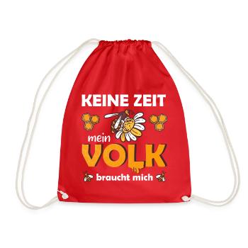 Keine Zeit mein Volk braucht mich Imker Biene - Turnbeutel - Rot - Vorne
