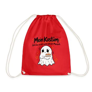 Mein Kostüm: Geist Shirt Halloween Spruch - Turnbeutel - Rot - Vorne