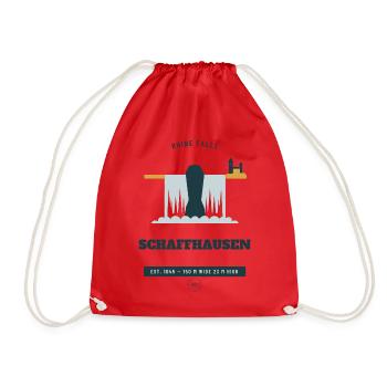 Schaffhauser Rheinfall Retro-Reiseemblem - Turnbeutel - Rot - Vorne