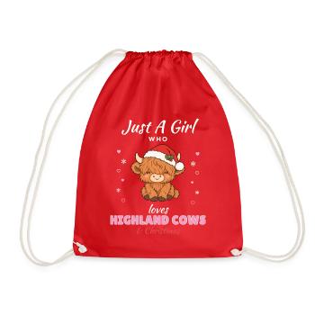 Just a Girl who loves Highland Cows & Christmas - Turnbeutel - Rot - Vorne