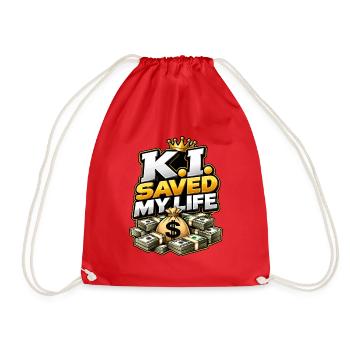 K.I. Saved My Life – KI Geld & Streetwear - Turnbeutel - Rot - Vorne